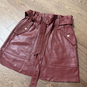 ZARA Elegant Burgundy Leather Skirt